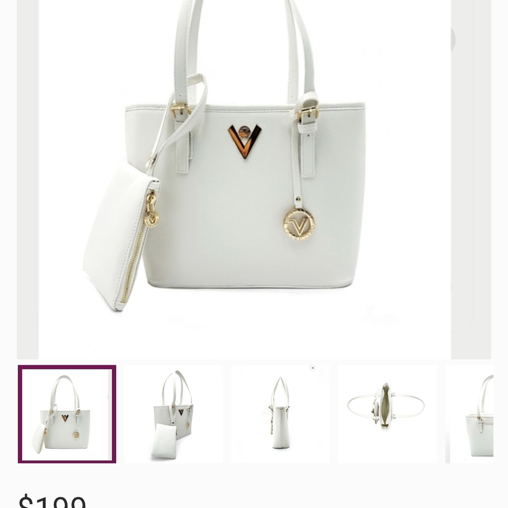 Elegant White Tote Bag with Gold Accents